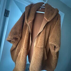 Free People faux fur brown cape